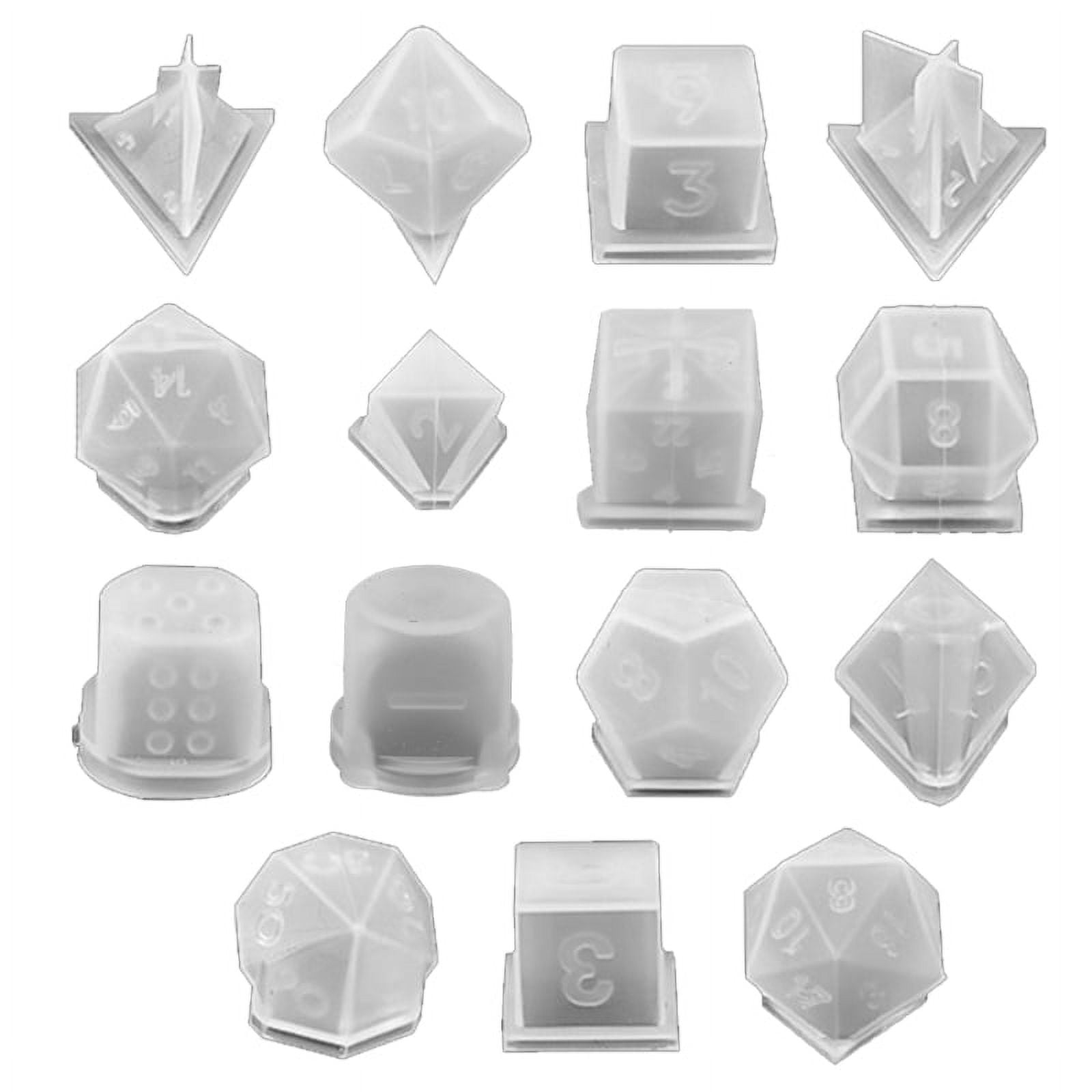ZUARFY 15 Shapes Irregular Dice Epoxy Resin Mold DIY Crafts Casting Tools  Multi-spec Digital Game Silicone Mould 