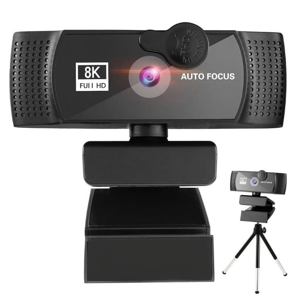 ZUARFY 1K/2K/4K/8K Computer Webcam Widescreen Video Calling and Recording W/ Mic＆ Cover