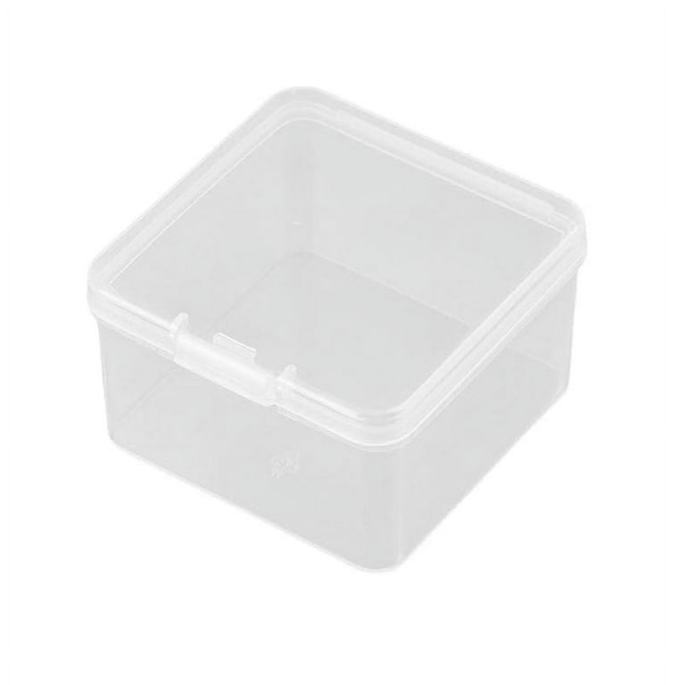 ZUARFY 2.56x2.56x1.5in Plastic Box Clear Storage Containers Box Square  Storage Containers Box w/ Hinged Lid for Small Items 