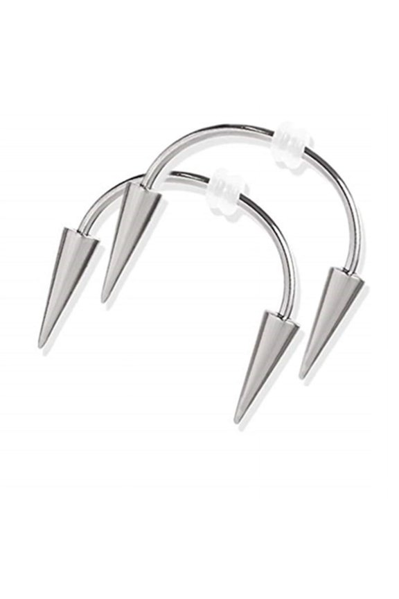 2Pcs 16g Spike Lips Labret Hoop Rings Vampire Teeth Surgical-Steel Spiked Studs Silver Tragus Helix Body Piecing Jewelry
