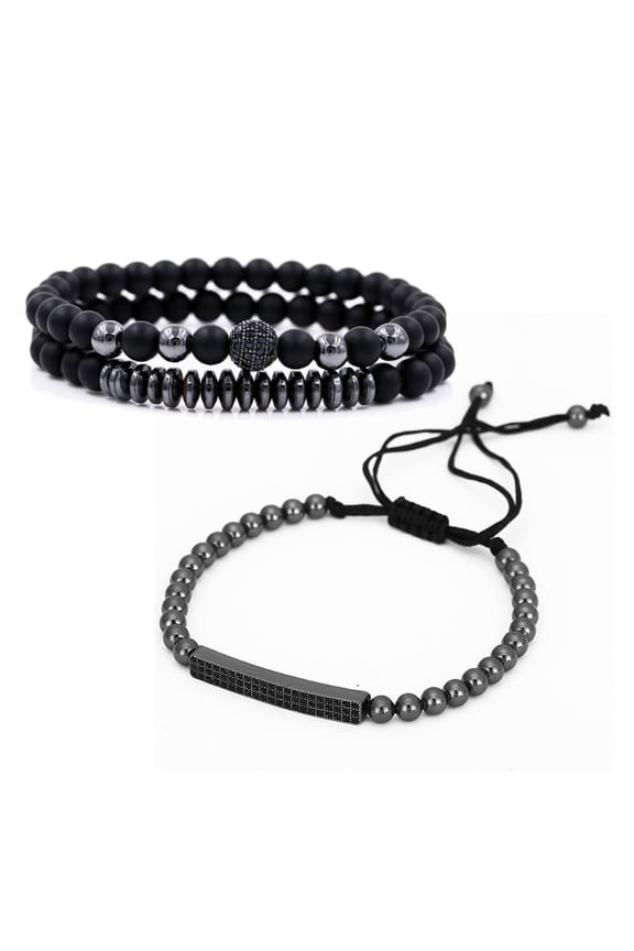 3Pieces Men's Bracelet Masculine Natural Bangle & Bracelet Fashion Jewelry Set