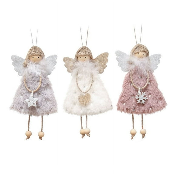 ZUARFY 3pcs Christmas Decoration Angel Doll Pendant Heart Plush Tree Hanging Ornaments