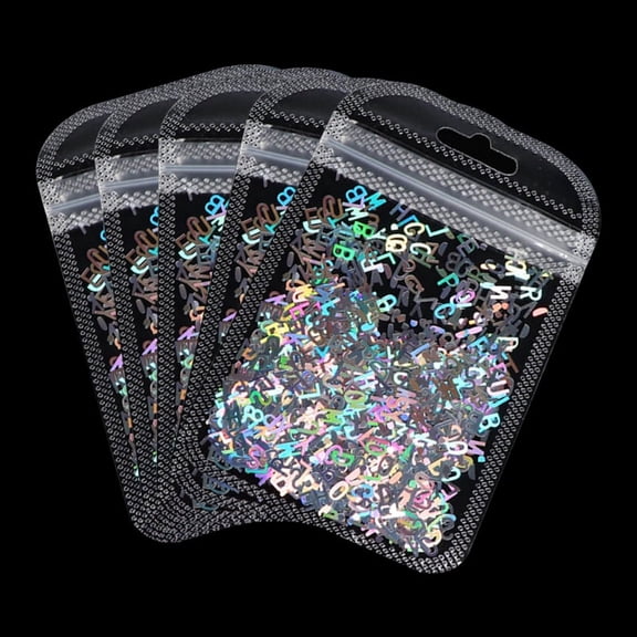 ZUARFY 5 Packs English Alphabet Letters Sequins Epoxy Resin Silicone Mold Fillings DIY Art Crafts Jewelry Making Filler