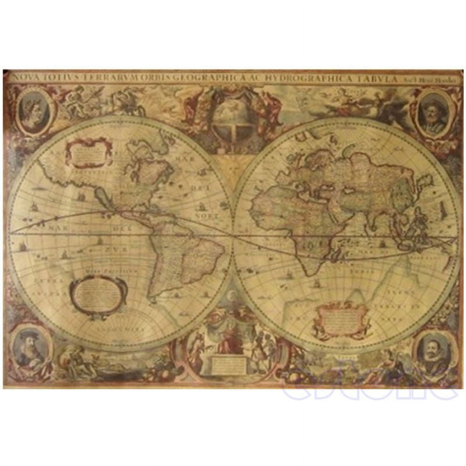 ZUARFY 71x50cm Retro Vintage Old Globe World Map Matte Brown Paper ...