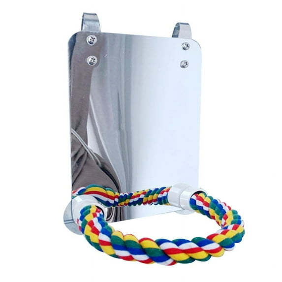 ZUARFY Acrylic Bird Mirror with Rope Perches Bird Toys Lovebirds Finch Canaries Swing Comfy Perch for Parakeet Cockatiel Conure