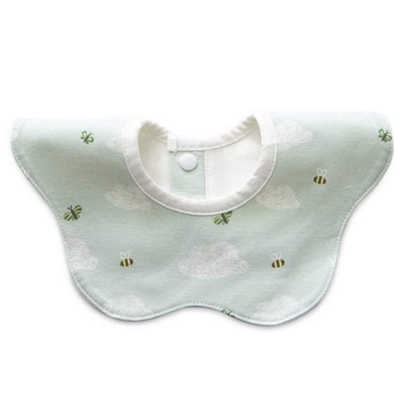 ZUARFY Baby Bib Round Petal Printed Cotton Saliva Towel 360 Degree Rotation Burp Cloth