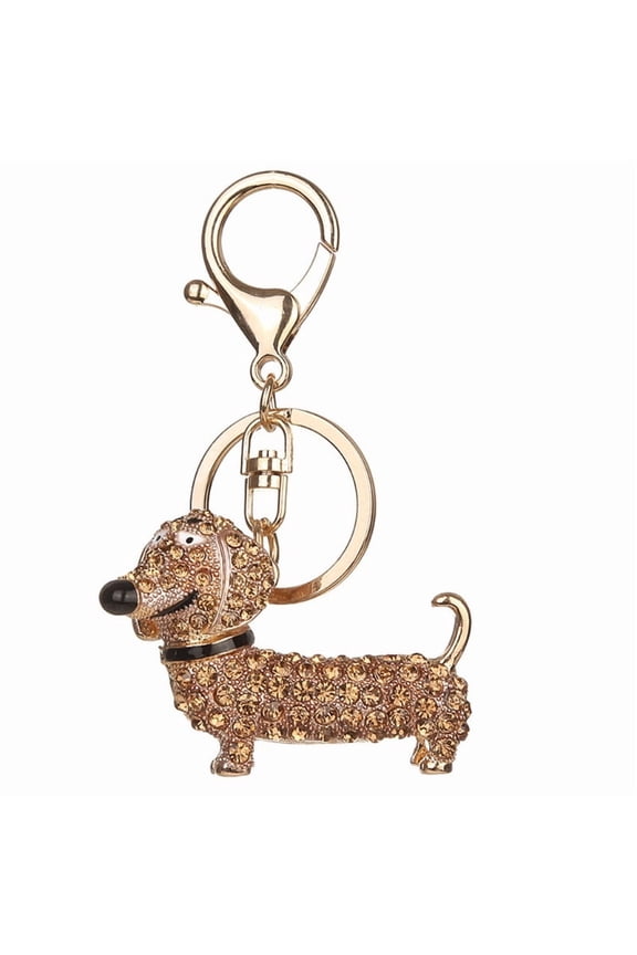 Bling Dog Dachshund Keychain Handbag Purse Pendant Car Holder Key Ring Jewelry