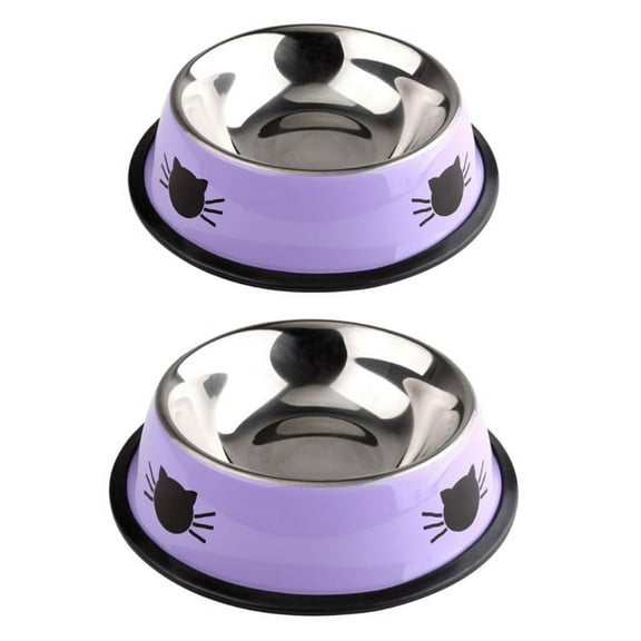 ZUARFY Cat Water bowls Food Set Metal Stainless Steel Non Skid Rubber Base Easy Clean