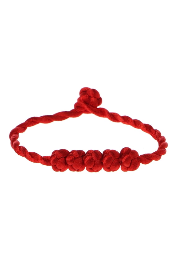 Chinese Feng Shui Lucky Rope Strap Bracelet 5 Knotted Beads Red String Jewelry