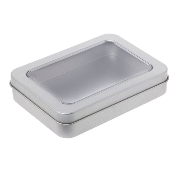 ZUARFY Clear Window Top Metal Tin Can Box Silver Blank Storage Case Crafts Survival Kit