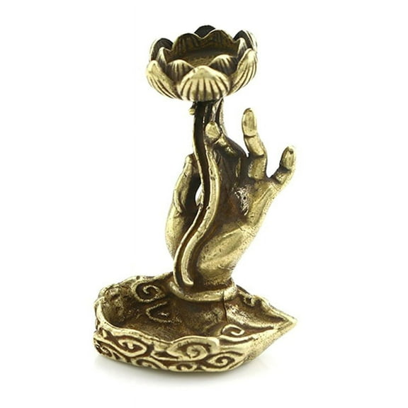 ZUARFY Copper Backflow Incense Burner Buddha Hand Lotus Incense Base Holder for Home Yoga Aromatherapy Relaxation Gifts