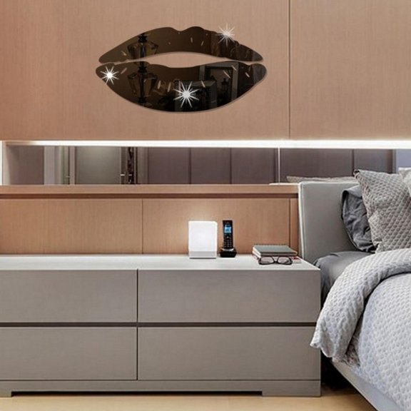 ZUARFY DIY Modern 3D Kiss Lip Mirror Wall Sticker Acrylic Art Mural Decal Home Room Decor