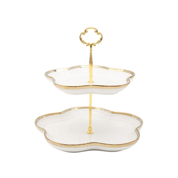 ZUARFY Dessert Decoration Rack Round Tray Golden Strokes 2/3 Tier for Wedding Birthday Practical and Popular Party Decorating