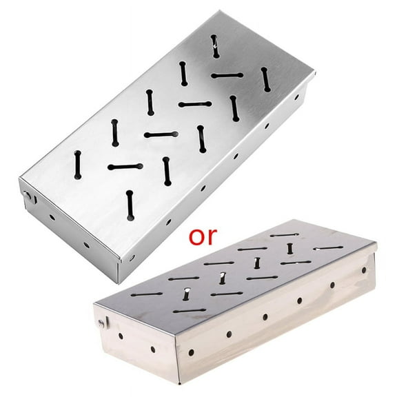 ZUARFY Durable BBQ Stainless Steel Wood Chips Smoker Box Wood Pellet Charcoal Gas Grilling Smoke Generator for Fish Beef Meat Smoking Camping Barbecue Accessories
