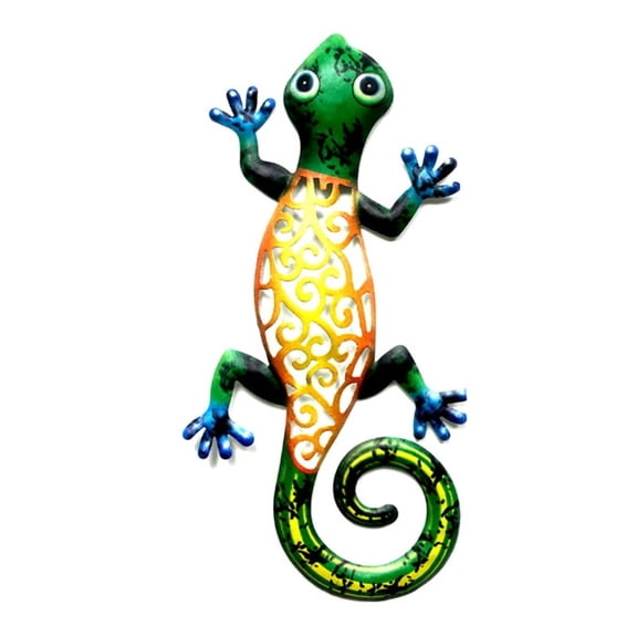 ZUARFY Iron Art Gecko Ornaments Metal Lizard Art Sculpture Wall Fence Hanging Decor