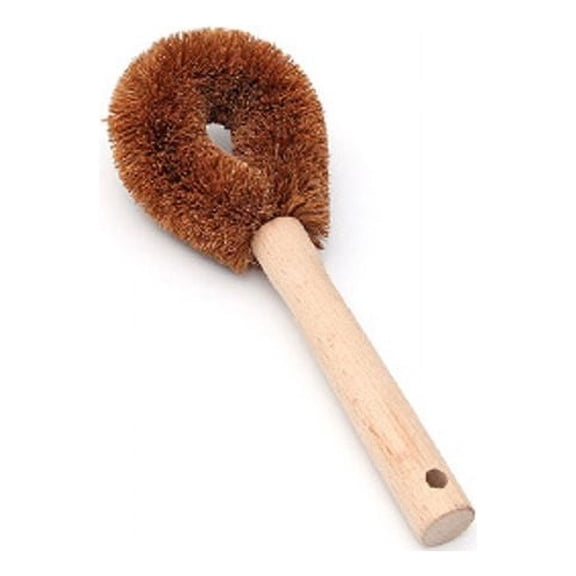 ZUARFY Kitchen Wooden Handle Long Cleaning Brush Dish Bottle Washing Tool Coconut Fiber Pan Pot Scrubber for Bathroom Toilet with Hanging Hook