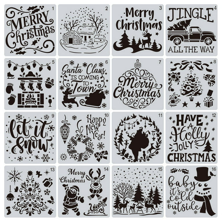 25 Pack 6 Inch Christmas Stencils for Painting on Wood Crafts DIY Drawing