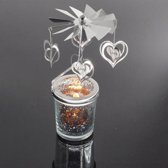 ZUARFY Rotary Spinning Tealight Candle Metal Tea Light Holder Carousel Home Decoration