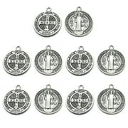 ZUARFY Saint Benedict Evil Protection Medal 10 Pcs Zinc Alloy Cross Necklace Decoration
