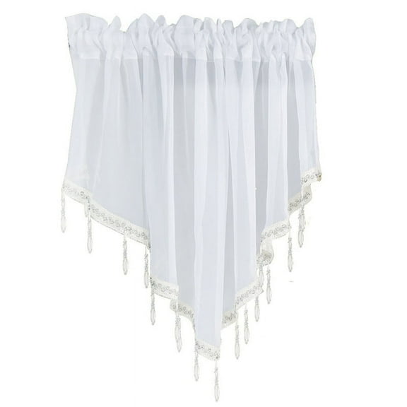 ZUARFY Tulle Triangle Valance with Crystal Beads Sheer Panel Rod Pocket Window Curtain