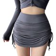 thumbnail image 1 of ZUARFY Women High Waist Side Drawstring Ruched Bodycon Mini Pencil Skirt with Shorts, 1 of 19