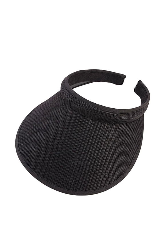 Women Men Unisex Clip-On UV Protection Sun Visor Hat Faux Linen Plaid Weave Empty Open Top Solid Color Wide Brim Adjustable Beach Cap