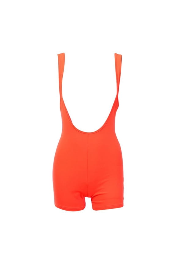 Women Neon Leopard Suspenders Shorts Backless High Waist Overalls Bib Jumpsuit