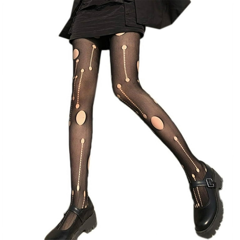 ZUARFY Women Retro Distressed Ripped Hole Black Pantyhose Hollow Out Mesh  Fishnet Silky Tights Stockings Sexy Lingerie Clubwear 