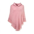 thumbnail image 1 of ZUARFY Women Winter Knitted Hooded Poncho Cape Solid Color Crochet Fringed Tassel Shawl Wrap Oversized Pullover Cloak Sweater, 1 of 19