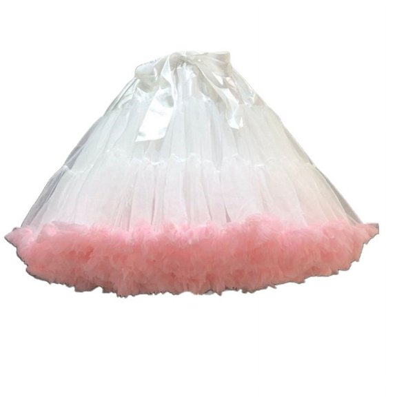 ZUARFY Womens Lolita Cosplay Petticoat A-Line Puffy Tutu Skirt Layered Pleated Tulle Ballet Dance Pettiskirts Elastic Waist Bowknot Crinoline Underskirt