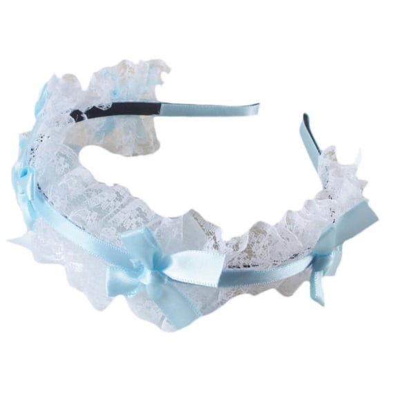 ZUARFY Womens Mesh Hair Ornaments Lace Pleated Edge Hair Hoop Ribbon Bow Cosplay Props