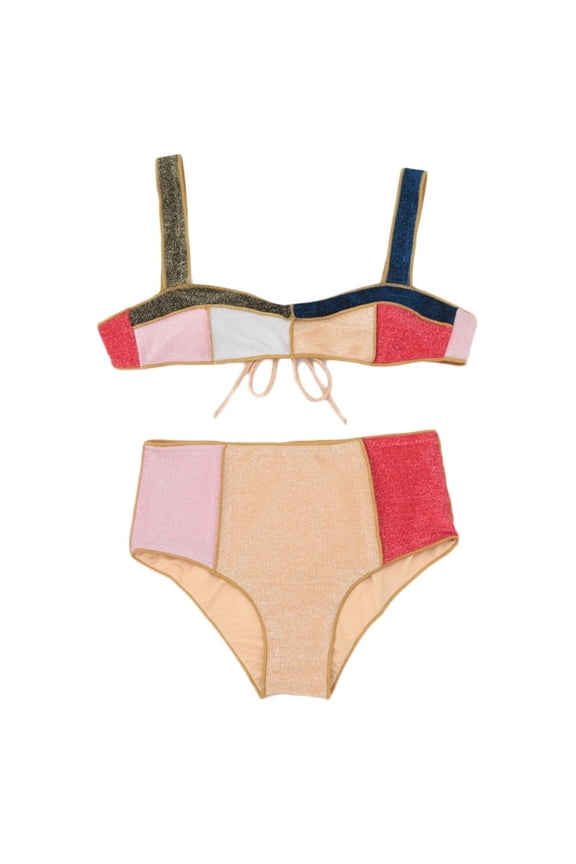 Womens Swimsuit Bikini Bathing Suit Stitched Gold Wire Beachwear Swimwear