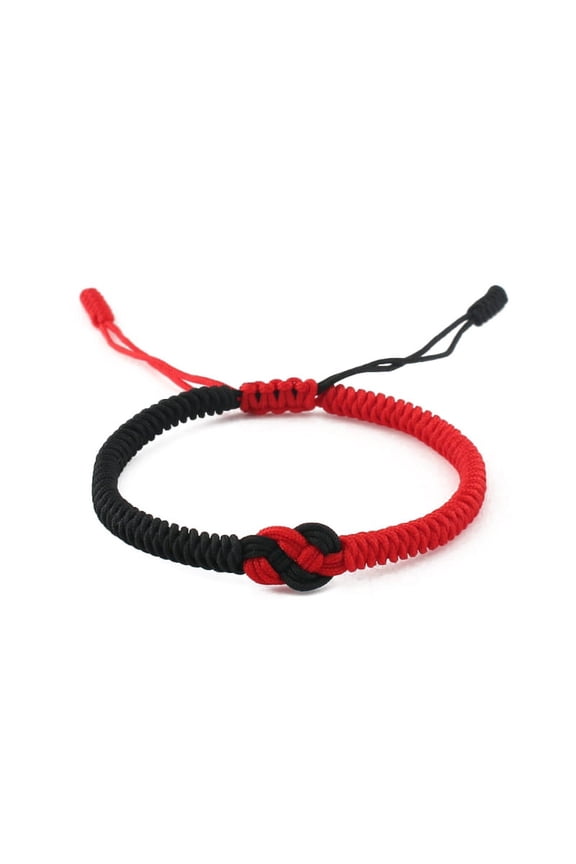 Zodiac Year Red Black Rope Bracelet Hand-woven Concentric Knot for Couple Friend