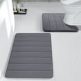 thumbnail image 1 of ZUBKTE Bath Mats for Bathroom Memory Foam Bath Mat Set Bathroom Rugs Practical for 2 Pcs Toilet Mats Soft Comfortable Water Absorption Non-Slip Thick Machine Washable Easier To Dry DarK, 1 of 8