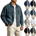 thumbnail image 1 of ZUBKTE Cargo Jacket for Men Fall Denim Jacket: Vintage-Washed Streetwear Loose-Fit Denim Jacket XS-2XL, 1 of 7