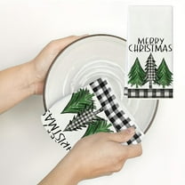 ZUBKTE Christmas Kitchen Towels Christmas Dish Towels Merry Christmas 19 X 16 Inch Kitchen Dishes Towels Winter Drying Cloth Tea Towels for Cooking and Baking Christmas Hand Towels Kitchen