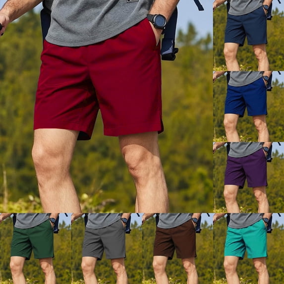 ZUBKTE Hiking Shorts for Men Split Hem Pocket Design 5 Inch Outdoor Sports Shorts