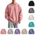 thumbnail image 1 of ZUBKTE Men's Crew Neck Sweatshirt, Loose LightWeight Pullover Basic Shirt, Fleece Lined Casual Long Sleeve Top for Men Spring Autumn XS-3XL, 1 of 8