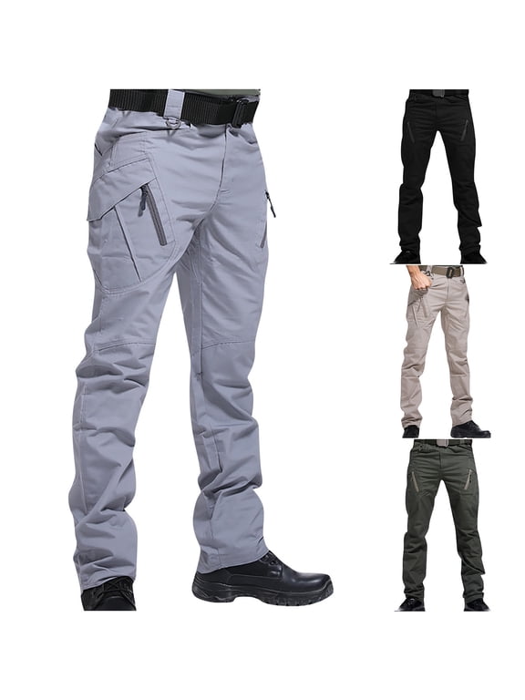 Men's Plus Size Multi-Pocket Stretch Water Resistant Cargo Pants Outdoor Tactical Hiking Work Casual Trousers 4XL-6XL