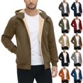thumbnail image 1 of ZUBKTE Men's Solid Fleece Lined Zip Up Long Sleeve Hoodie, Pocket Warm Open Sweatshirt, Thick Durable Outerwear for Autumn Winter Daily Street Wear S-3XL, 1 of 10