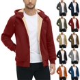 thumbnail image 1 of ZUBKTE Men's Solid Fleece Lined Zip Up Long Sleeve Hoodie, Pocket Warm Open Sweatshirt, Thick Durable Outerwear for Autumn Winter Daily Street Wear S-3XL, 1 of 10