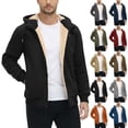 thumbnail image 1 of ZUBKTE Men's Solid Fleece Lined Zip Up Long Sleeve Hoodie, Pocket Warm Open Sweatshirt, Thick Durable Outerwear for Autumn Winter Daily Street Wear S-3XL, 1 of 10
