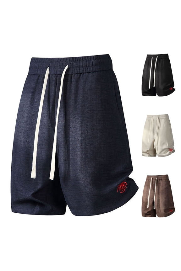 Men's Summer Embroidery 5 Inch Shorts Drawstring Workout Training Muscle Short Shorts Stretch Quick Dry M-5XL