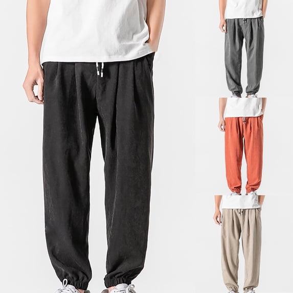 ZUBKTE Men's Summer Solid Casual Cargo Pants, Elastic Waist Drawstring Multi Pocket Outdoor Breathable Trousers M-8XL