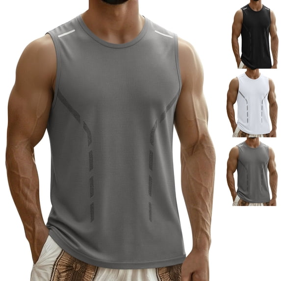 ZUBKTE Mens Dry Fit Workout Tank Top Sleeveless Gym Muscle Shirt UPF 50+ Summer Running Athletic Tshirts
