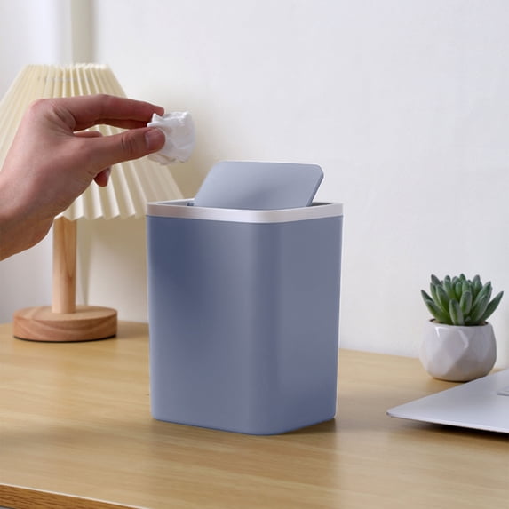 ZUBKTE Trash Can Household Flip-top Odor-blocking Trash Can Plastic Flip-top Large-capacity Trash Can 10L