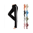 thumbnail image 1 of ZUBKTE Women’s Plus Size Modal Slim Yoga Pants with White Side Stripe, Stretch Athletic Workout Casual Long Trousers Big & Tall S-3XL, 1 of 10