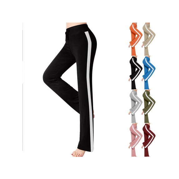 ZUBKTE Women’s Plus Size Modal Slim Yoga Pants with White Side Stripe, Stretch Athletic Workout Casual Long Trousers Big & Tall S-3XL