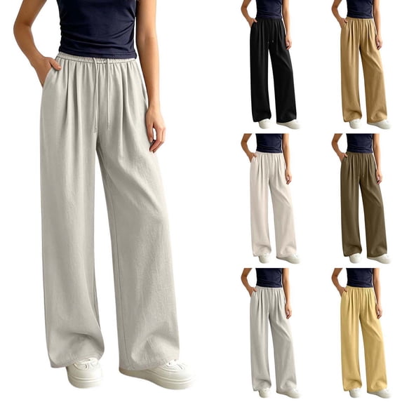 ZUBKTE Women's Winter Sweatpants, Elastic Drawstring Waist Pocket Loose‑Fit Casual Sports Long Trousers