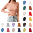 thumbnail image 1 of ZUBKTES Sweaters for Women Solid Stretchable Turtleneck Sweater Fall Winter Base Ribbed Long Sleeve Slim Fit Lightweight Pullover, 1 of 6